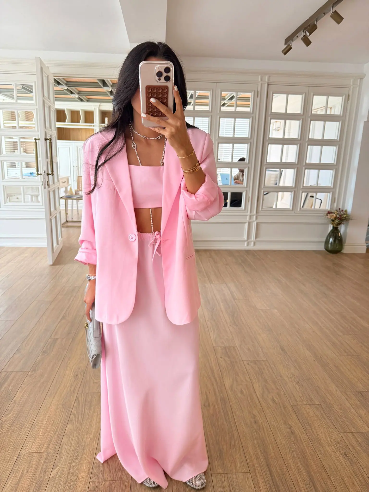 Beyonce Qs Tek Düğmeli Blazer Ceket - Pembe, Standart