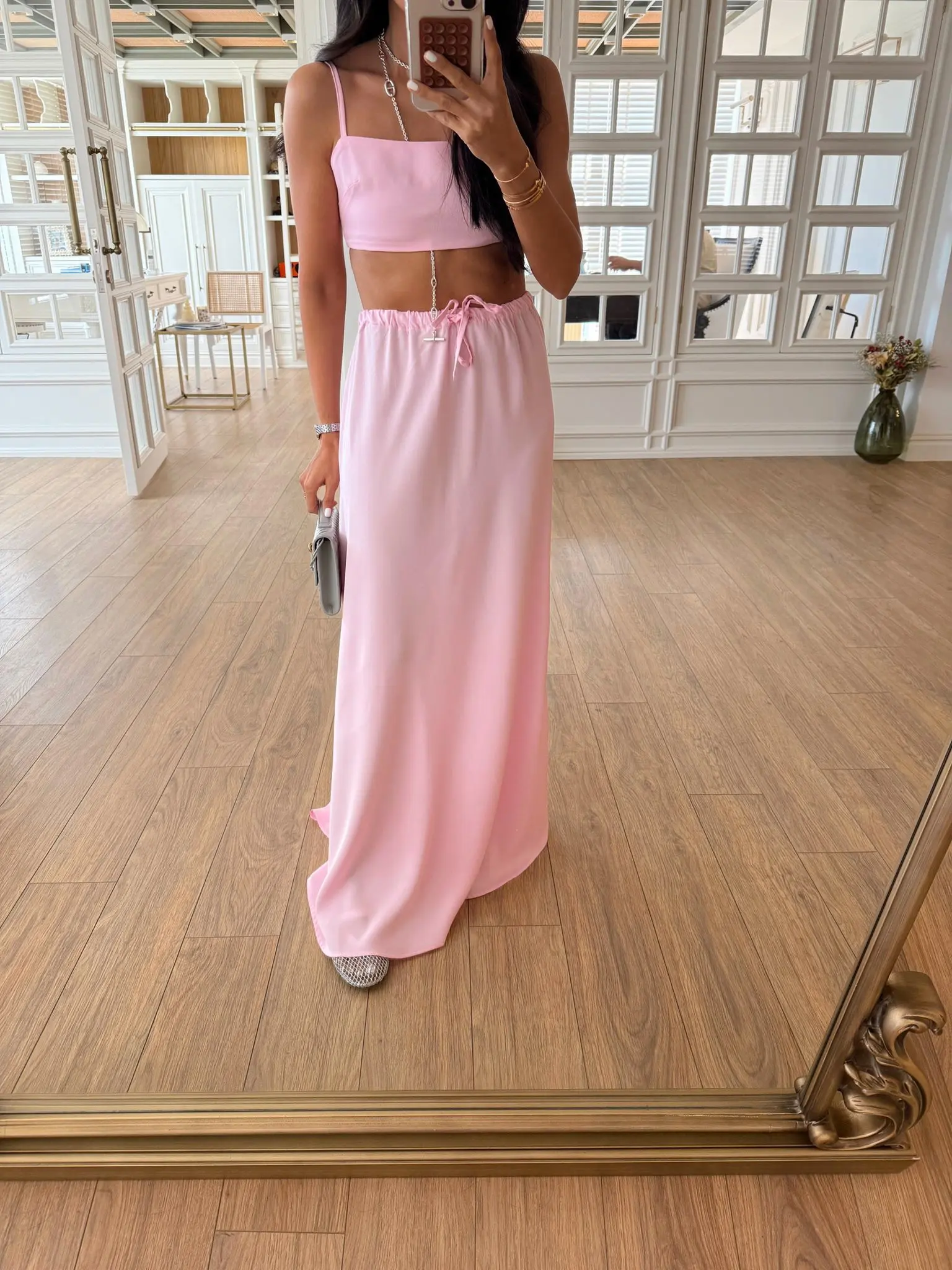 Jade NM Bel Lastikli Bağlamalı Maxi Etek