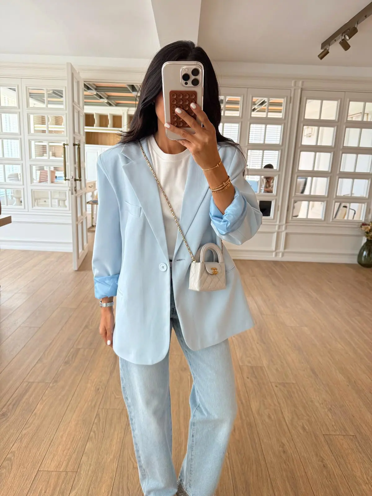 Beyonce Qs Tek Düğmeli Blazer Ceket - Bebe Mavisi, Standart
