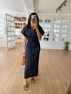 Talya Antrasit/Laci Drape Detaylı Jean Elbise