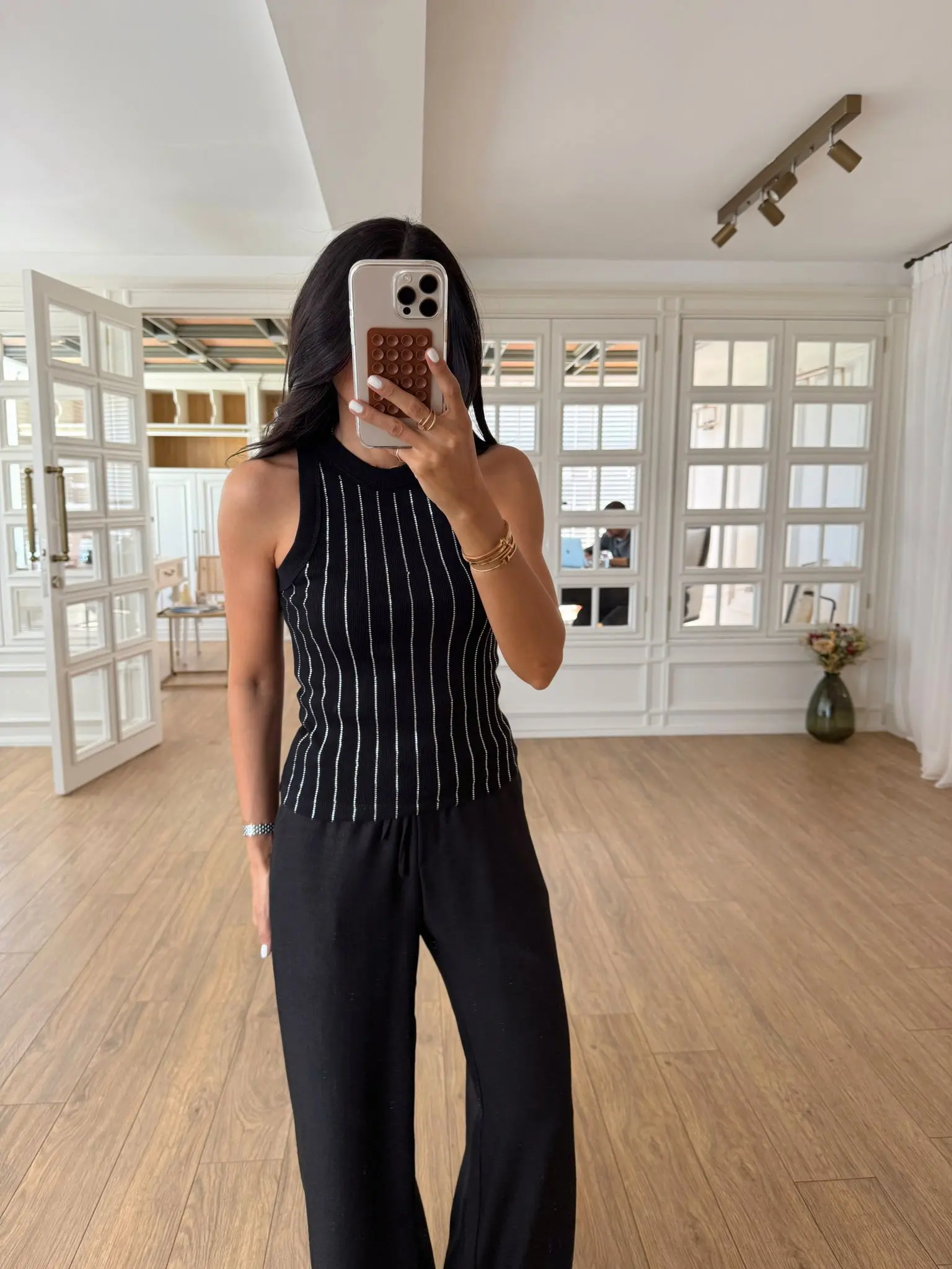 Bie Halter Yaka Dikey Taş Baskılı Body