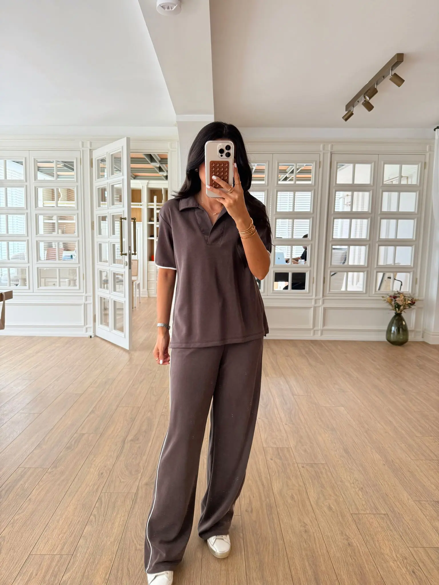 Keyyma Şerit Detaylı Kısa Kol Modal Takım