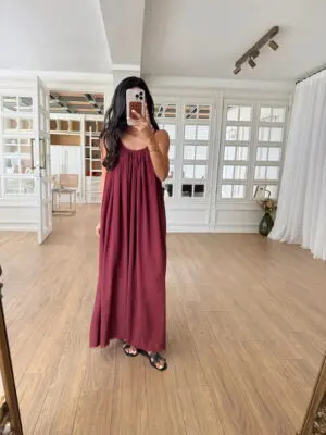 Fourten İp Askılı Astarlı Maxi Salaş Elbise