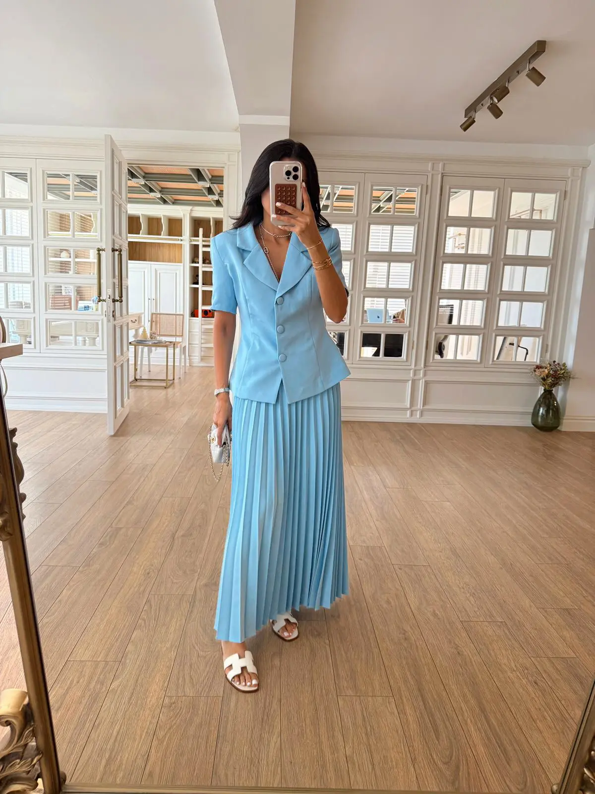 Dolly Vatkalı Ceket Piliseli Etek Takım