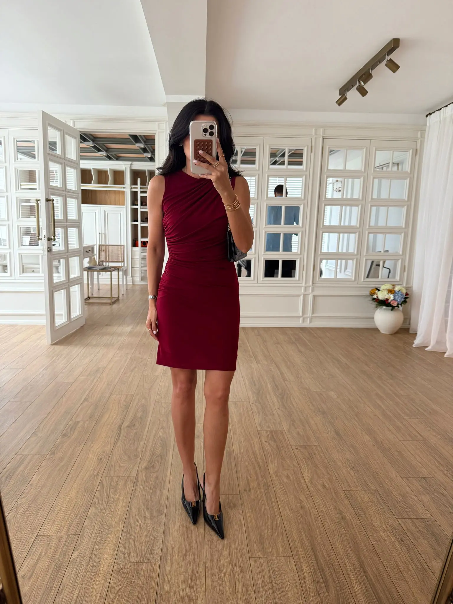 Arella Drapeli Sıfır Kol Mini Elbise