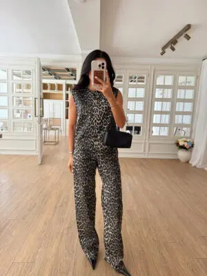Raika Leopar Desen Jean Yelek-Pantolon Takım