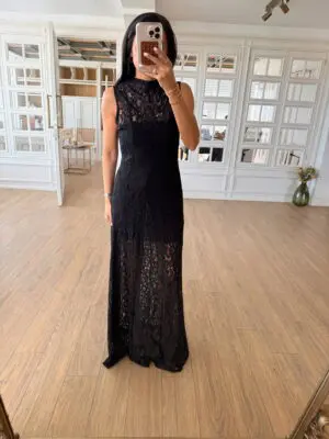 Ceysa Lui Elfin Siyah Mini Astarlı Dantel Elbise