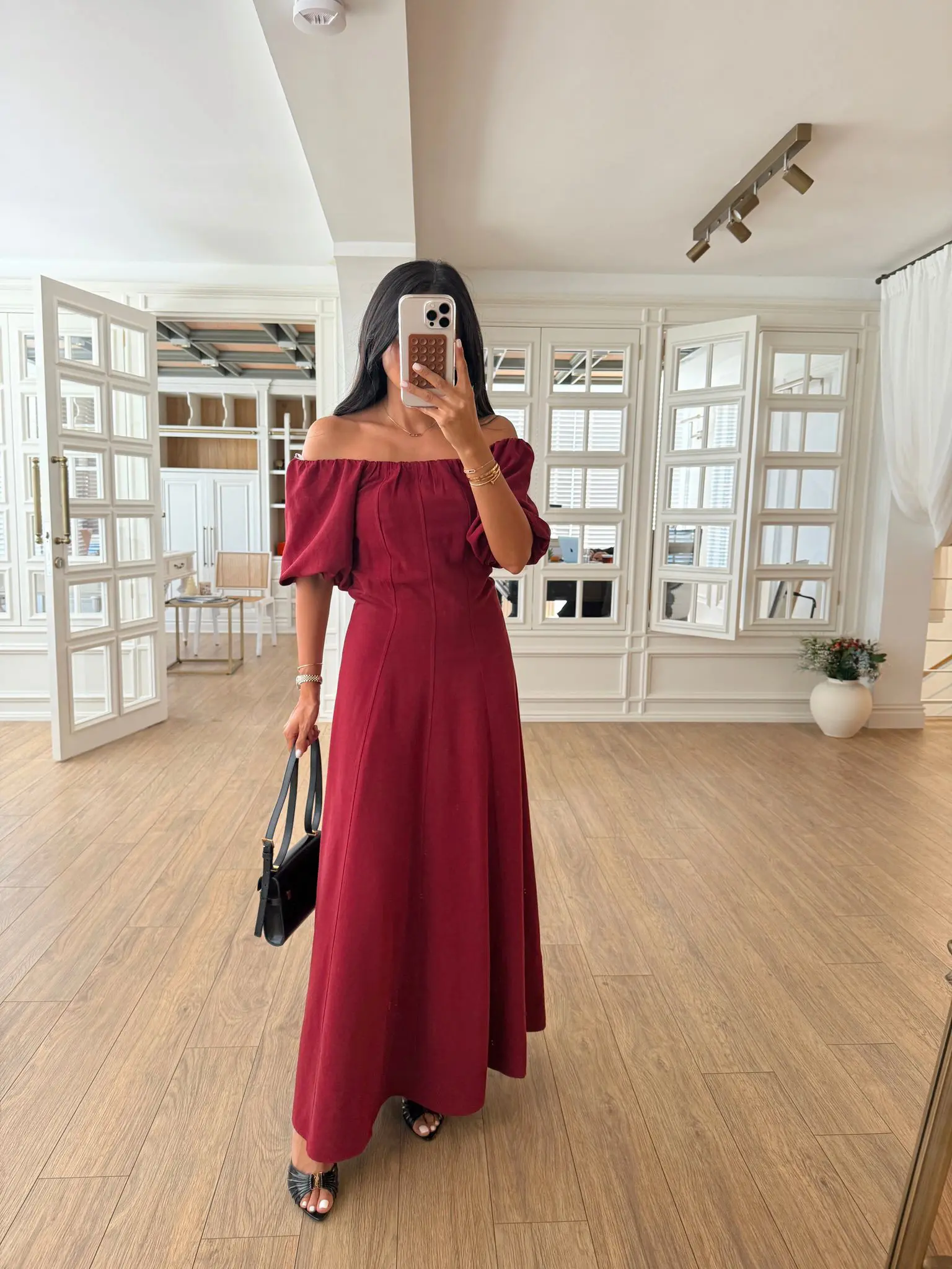 Alisya Karpuz Kol Maxi Elbise