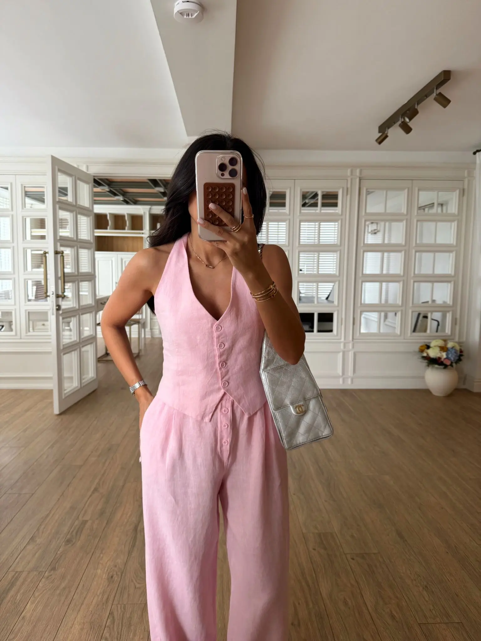 Tengwi NM Boyun Bağlamalı Premium Keten Yelek