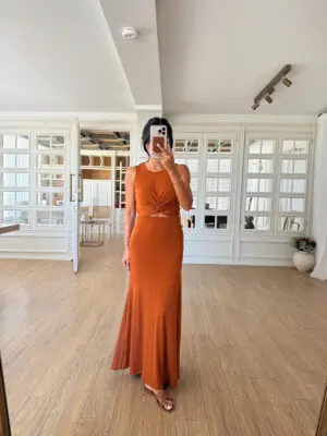 Katarina Brusa Tarçın Düğüm Detaylı Crop Bluz-Etek Takım