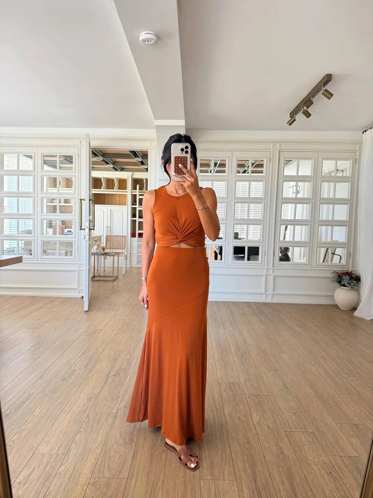Brusa Düğüm Detaylı Crop Bluz-Etek Takım