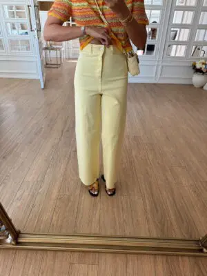 Ponny Sarı Kesik Paça Straight Premium Jean