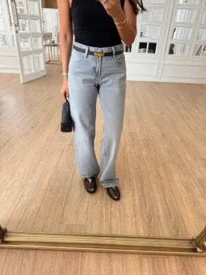 Irina Massi Gri Yıkamalı Straight Jean