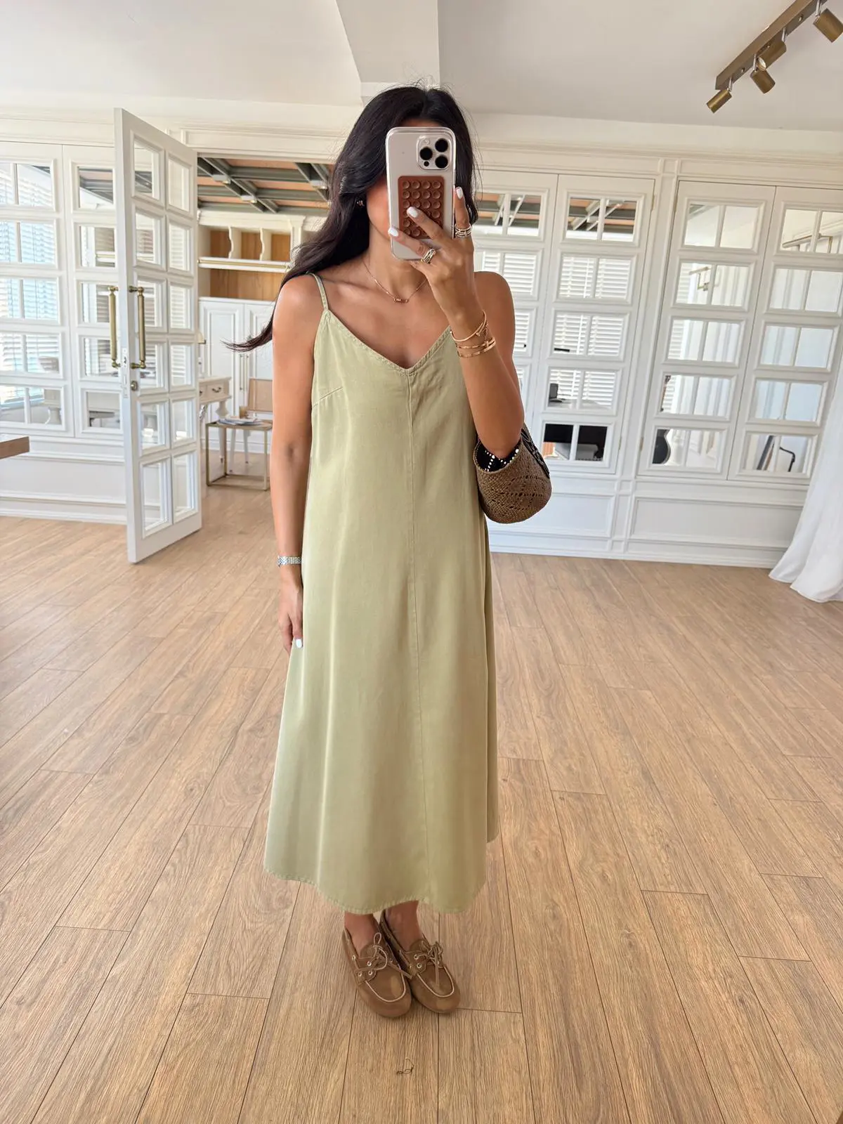 Jerika Dilvin İp Askılı Midi Boy Elbise