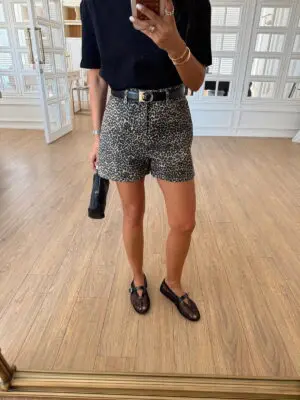 Oxi Leopar Desenli Jean Şort