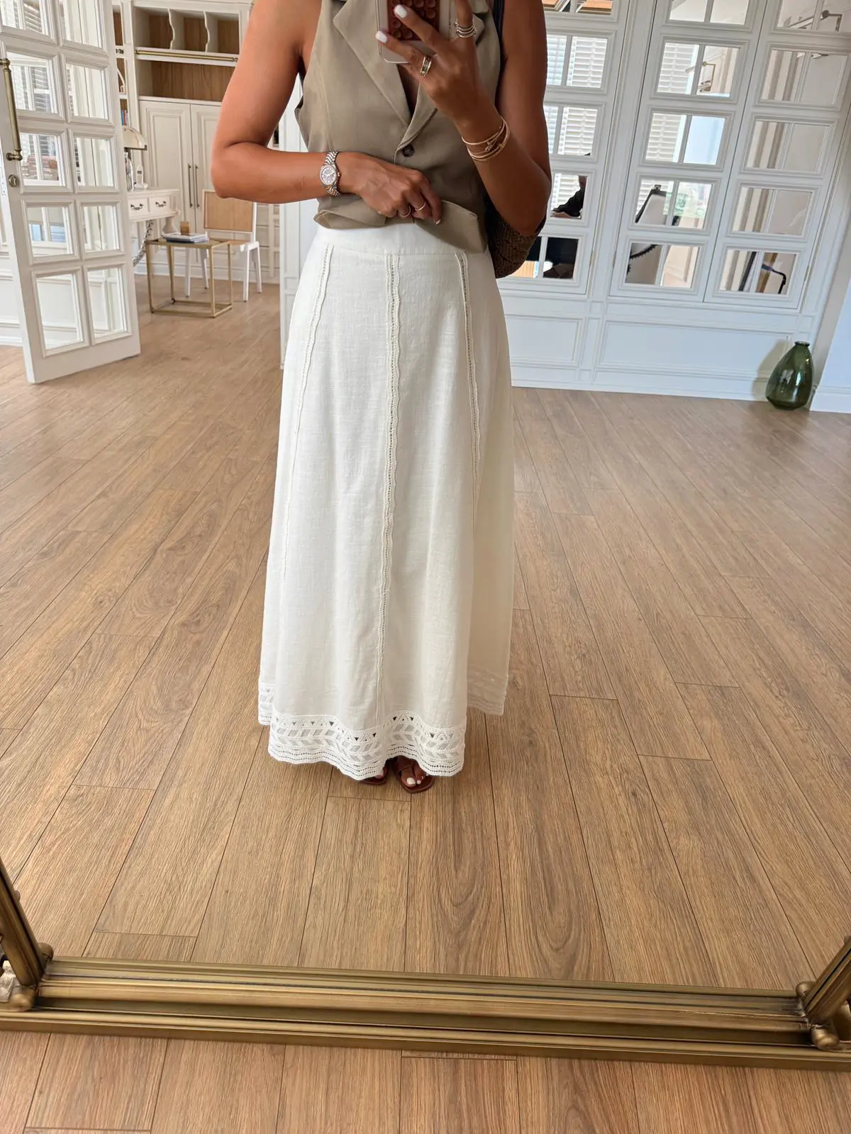 Cindy Dantel Detaylı Astarlı Maxi Etek