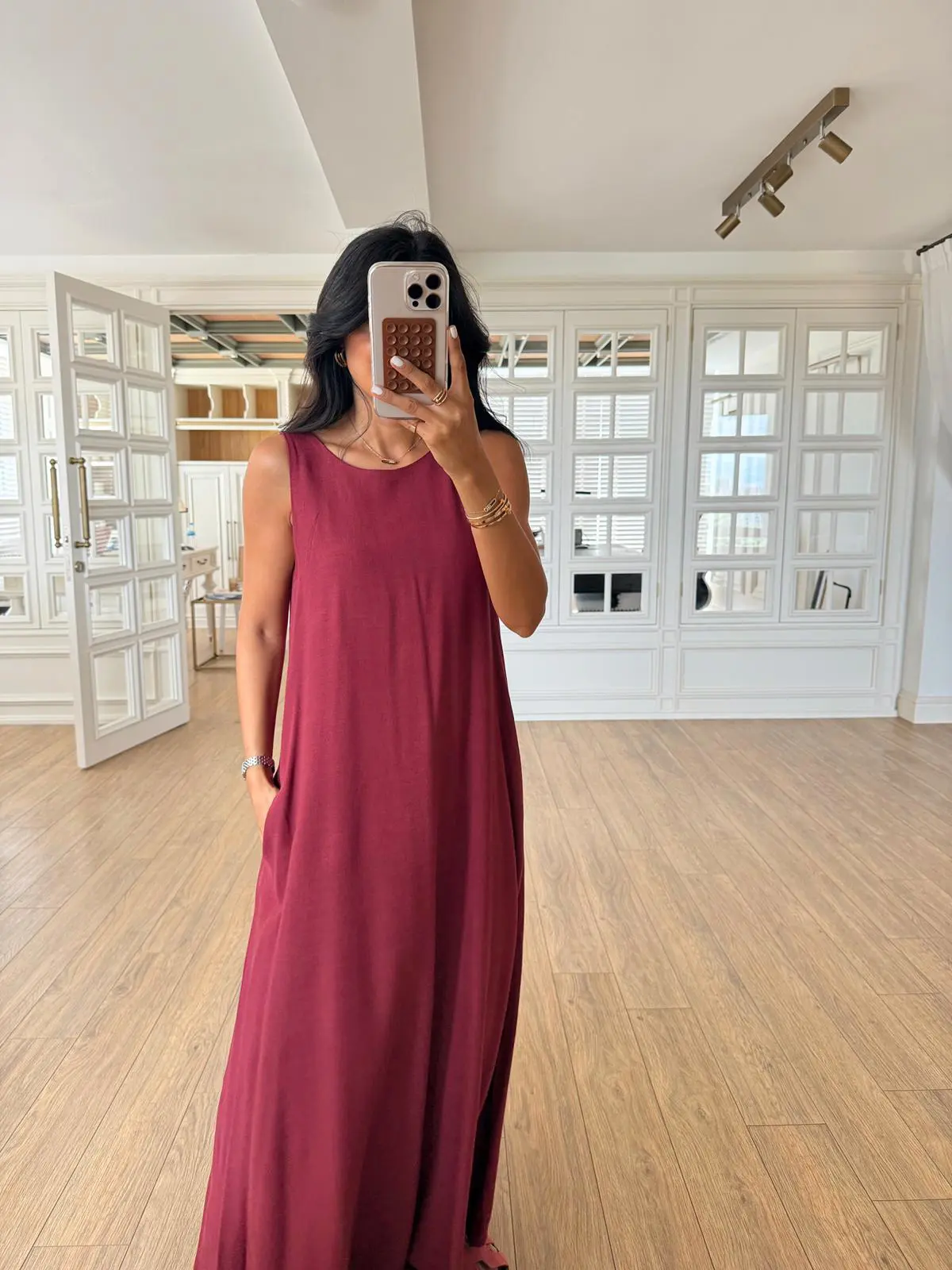 Nepoli Boyun Sırt Detaylı Halter Yaka Maxi Elbise
