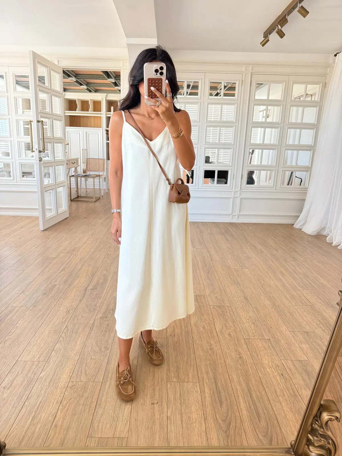 Jerika Dilvin İp Askılı Midi Boy Elbise