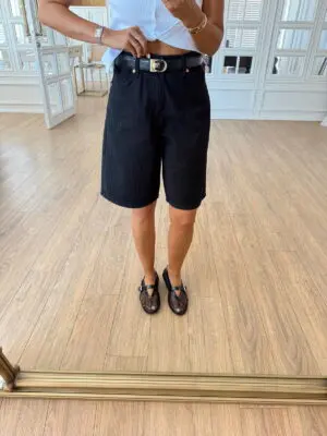 Ovround ZR Kendinden Desenli Jean Şort
