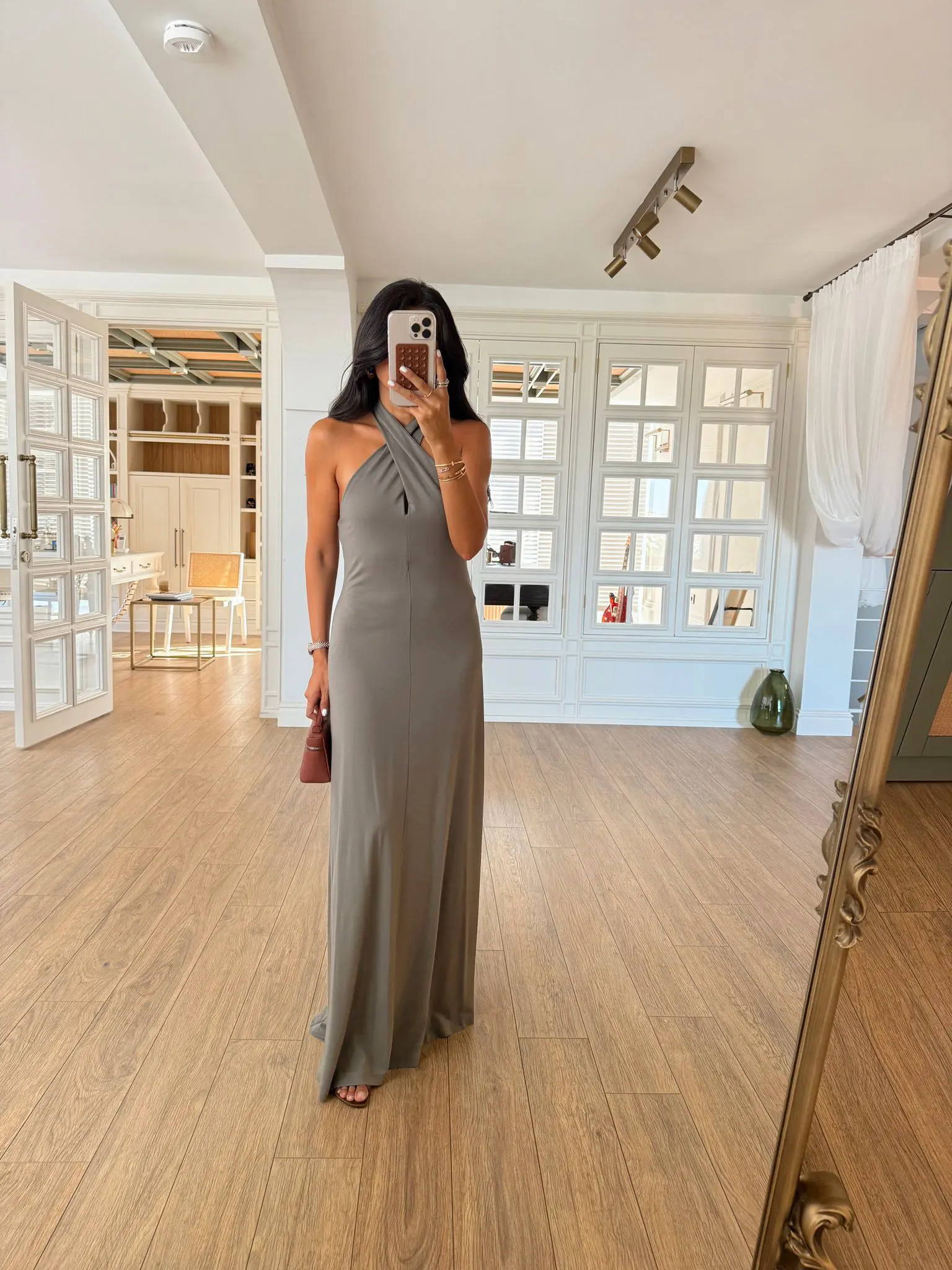 Woka Boyun Geçirmeli Maxi Boy Modal Elbise