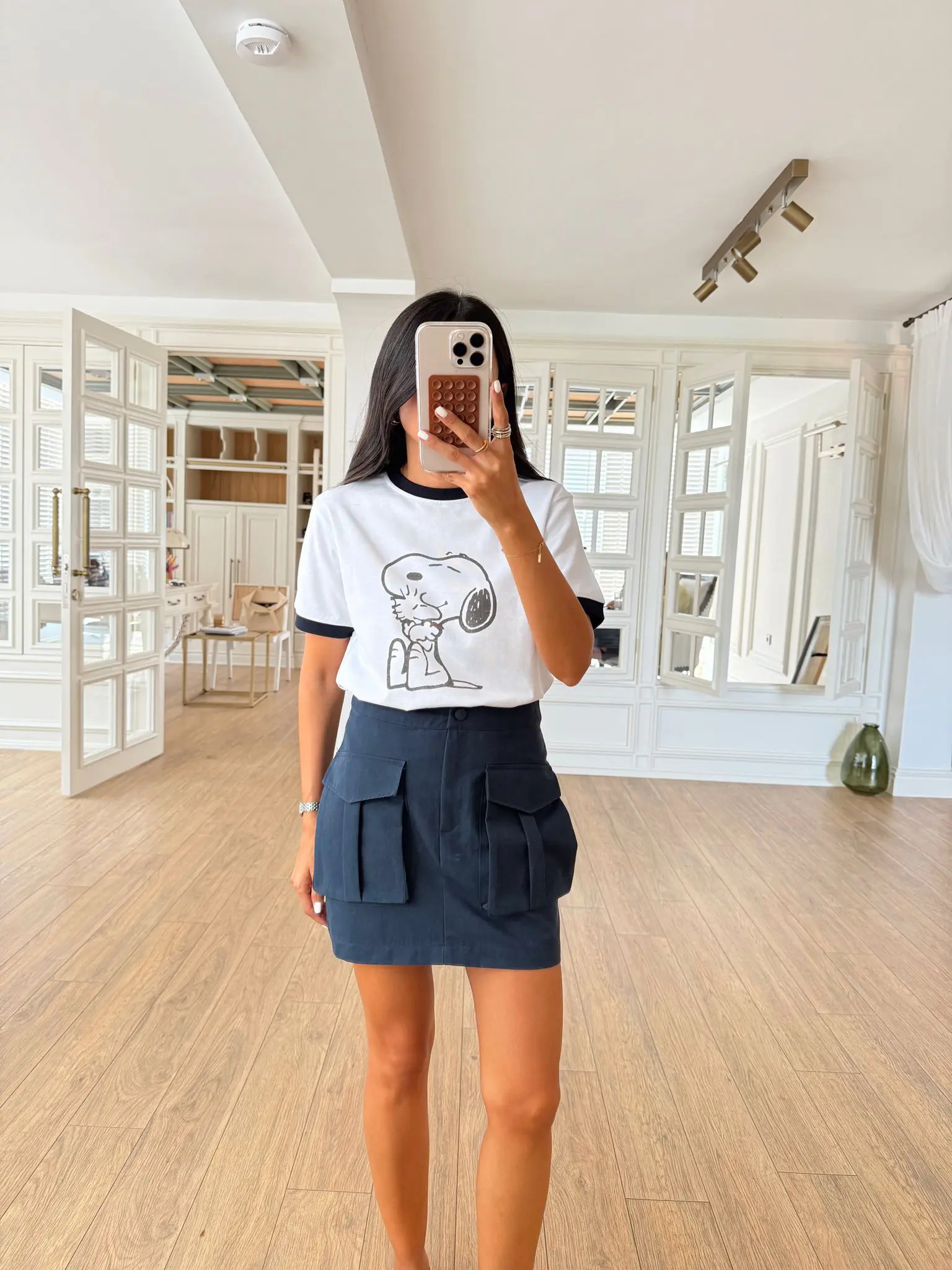 Siyah Biyeli Snoopy Baskılı Basic