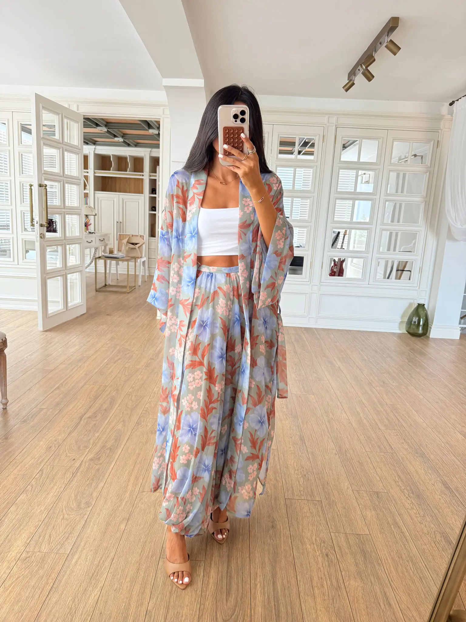 Omilly Astarlı Şalvar Paça Lastikli Pantolon Kimono Takım