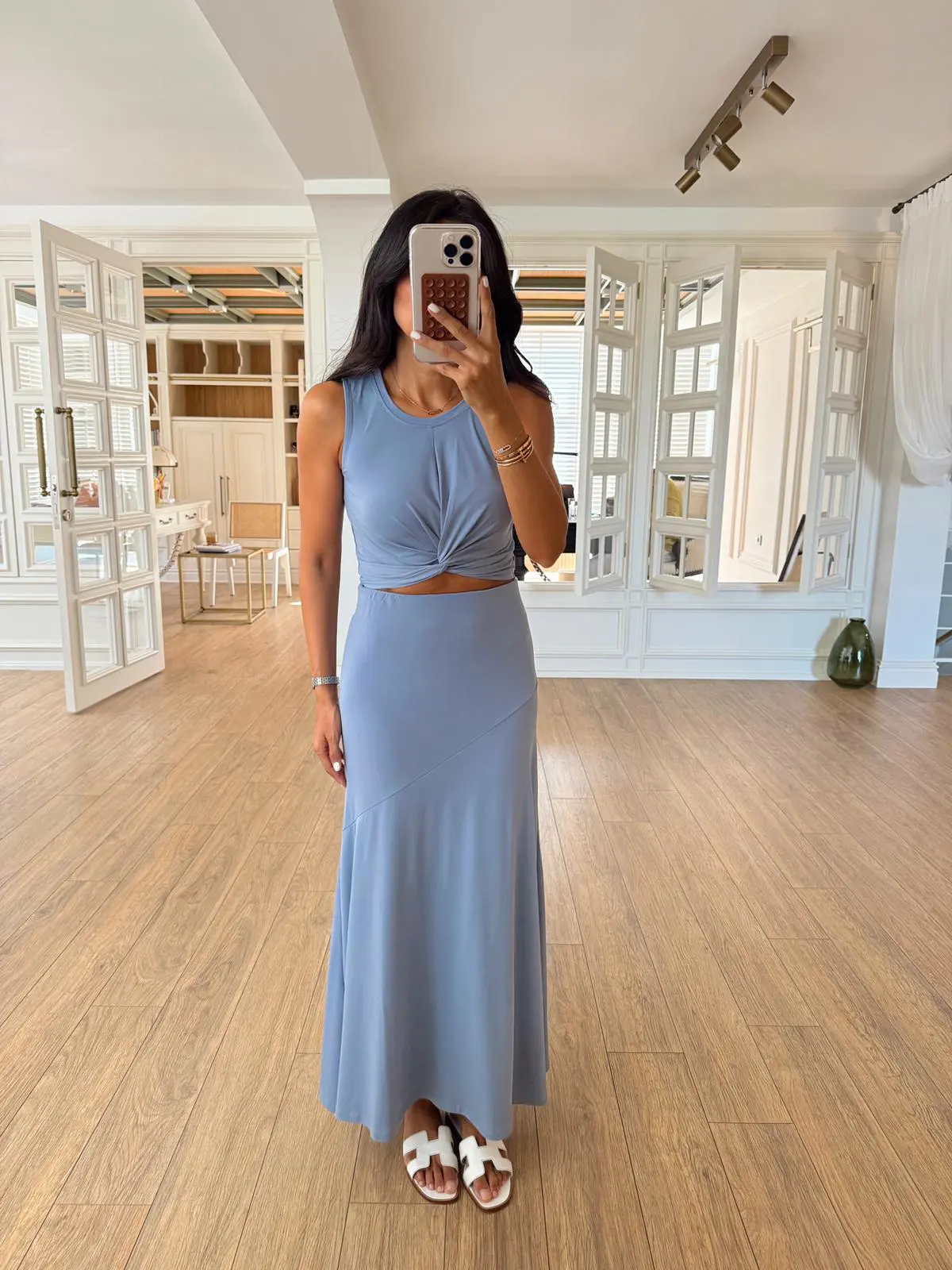 Brusa Düğüm Detaylı Crop Bluz-Etek Takım