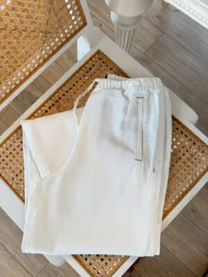 Sambacya Ekru Süs Cepli Bağlamalı Baggy Jean
