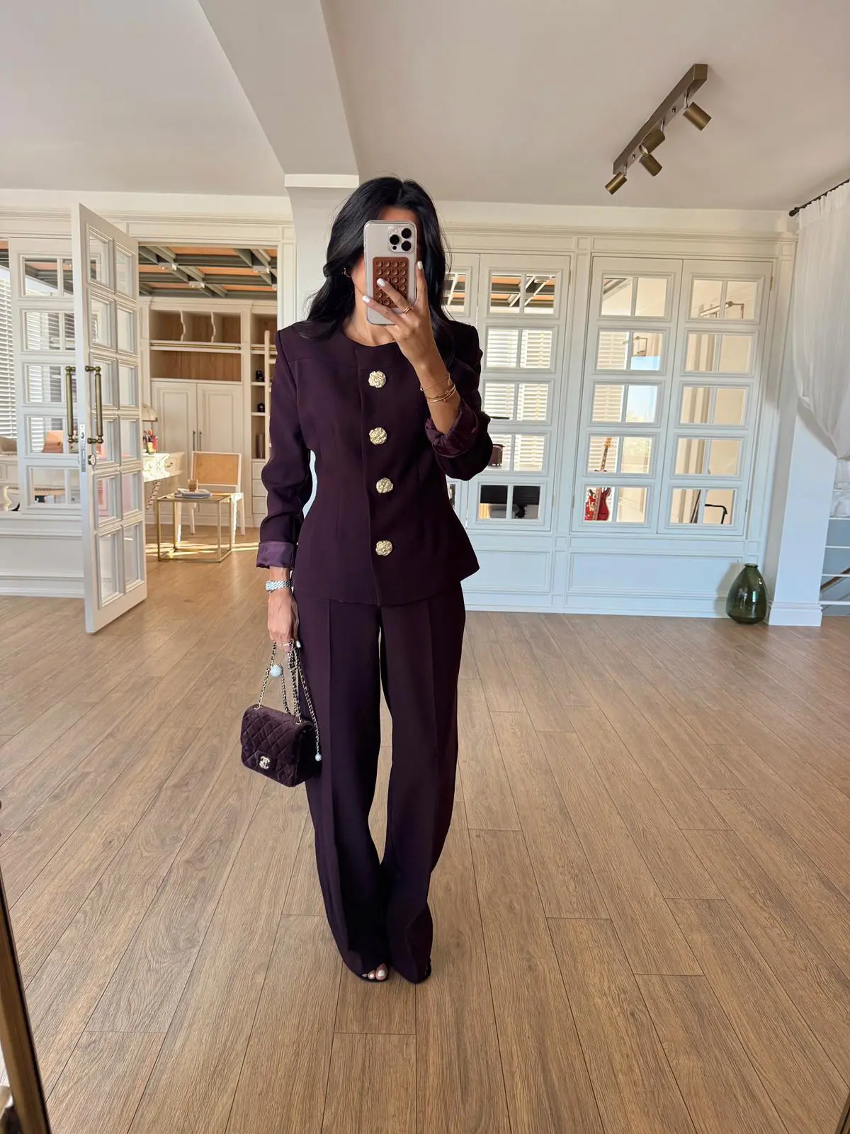 Pia Gold Düğmeli Ceket-Pantolon Takım
