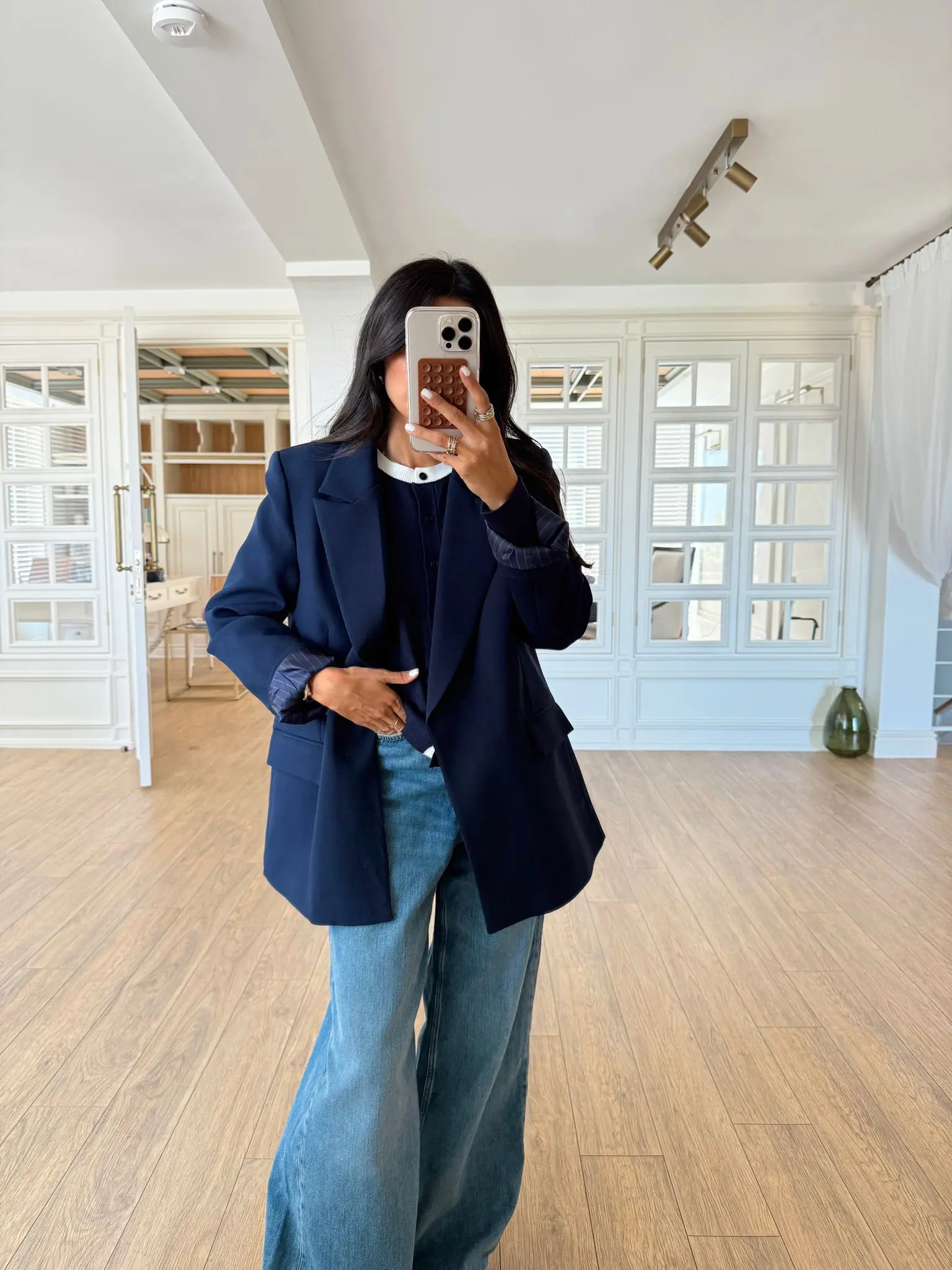 Daldiwon Astarlı Çizgili Blazer Ceket
