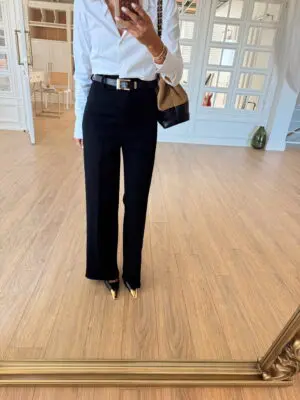 Thomas Siyah Kemerli Kesik Paça Straight Jean