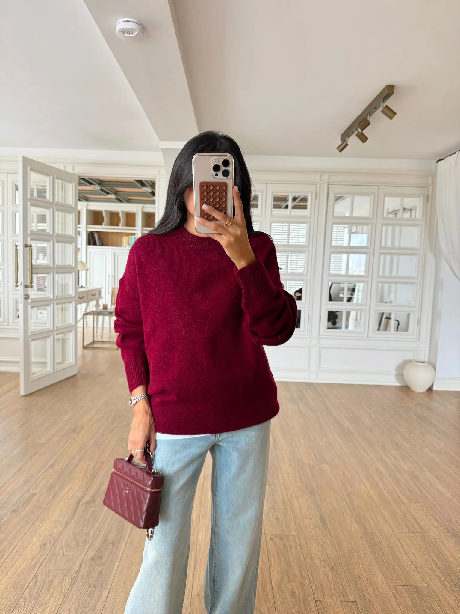 Falcao Bisiklet Yaka Basic Triko - Bordo, Standart