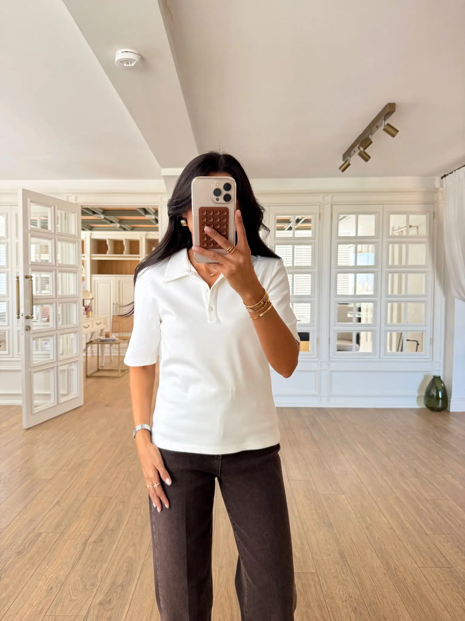 Rota Yakalı Kısa Kollu Tshirt - Ekru, 36