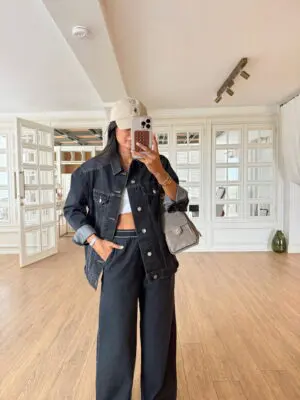 Handes Asos Vizon Dikişli Koyu Antrasit Jean Ceket