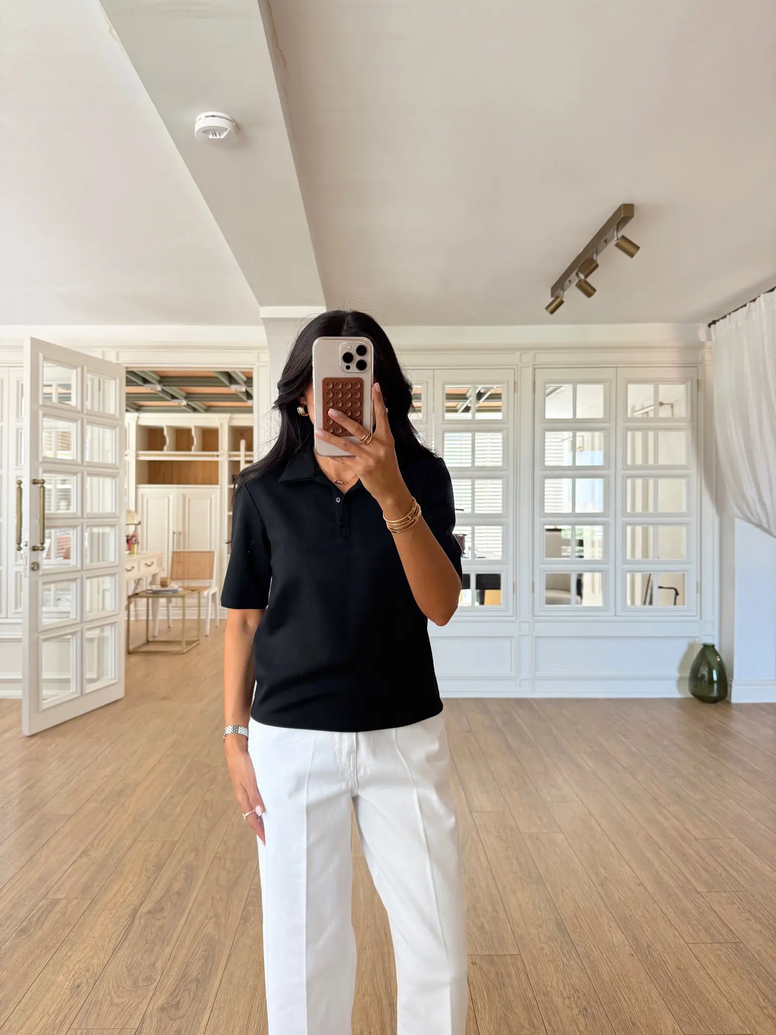 Rota Yakalı Kısa Kollu Tshirt - Siyah, 36