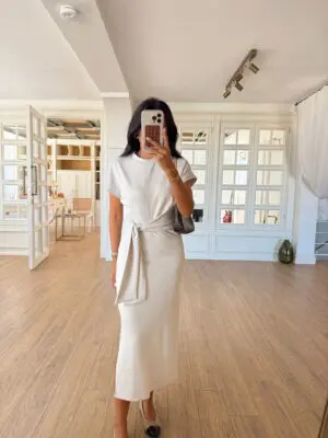 Zena Bej Önden Bağlamalı Midi Boy Elbise
