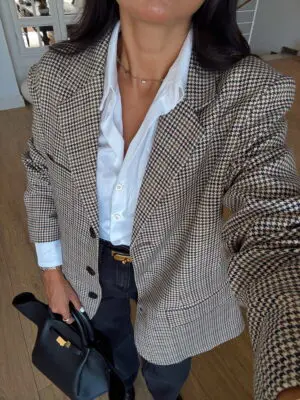 Foster Kazayağı Desenli Ekose Ceket