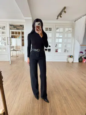 Kylie Poe Antrasit Kapalı Paça Straight Jean