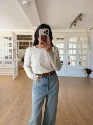 Onipso Açık Bej Bisiklet Yaka Basic Triko Bluz
