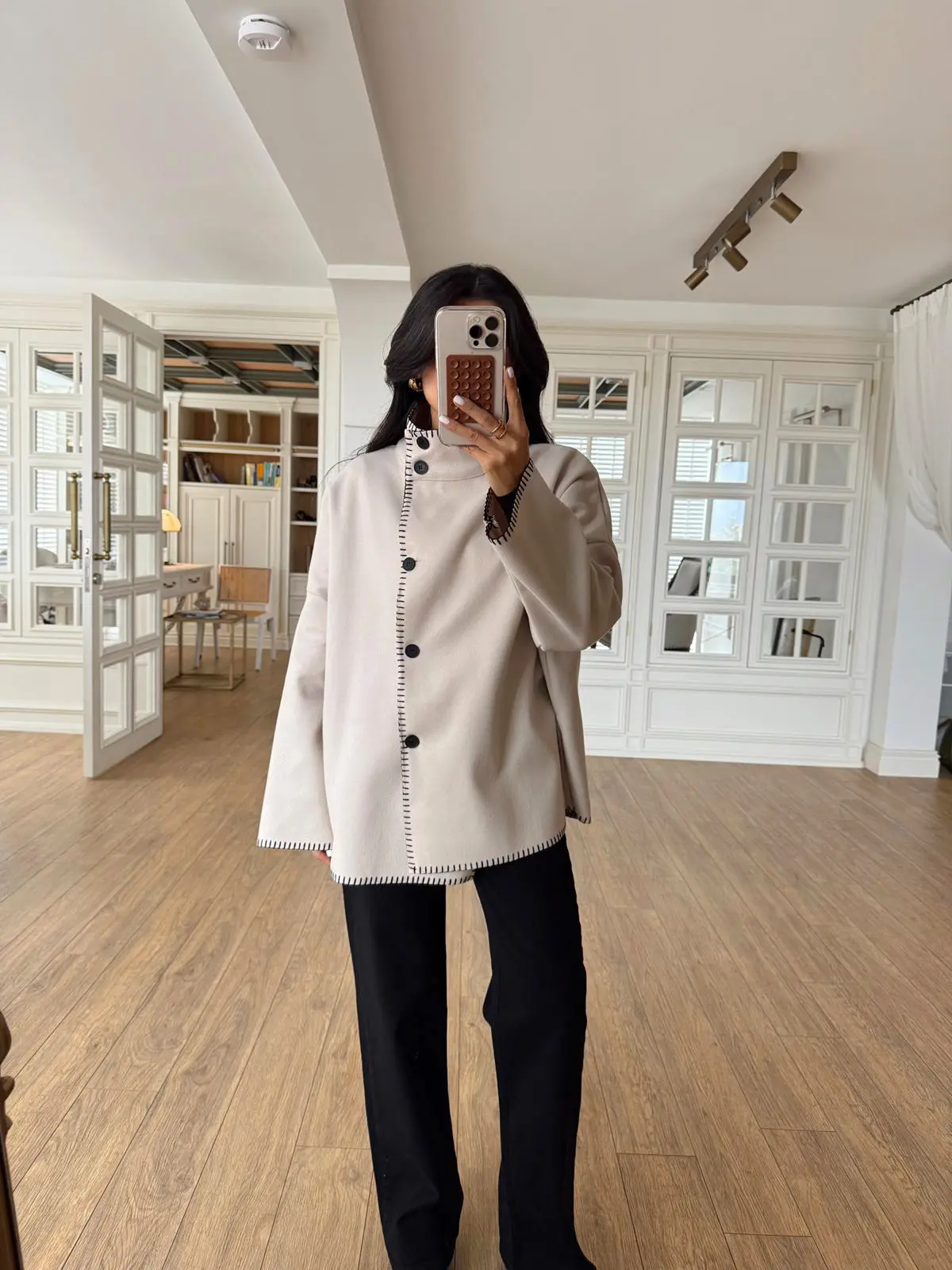 Scorpion Mass Dikiş Detaylı Düğmeli Dik Yaka Ceket