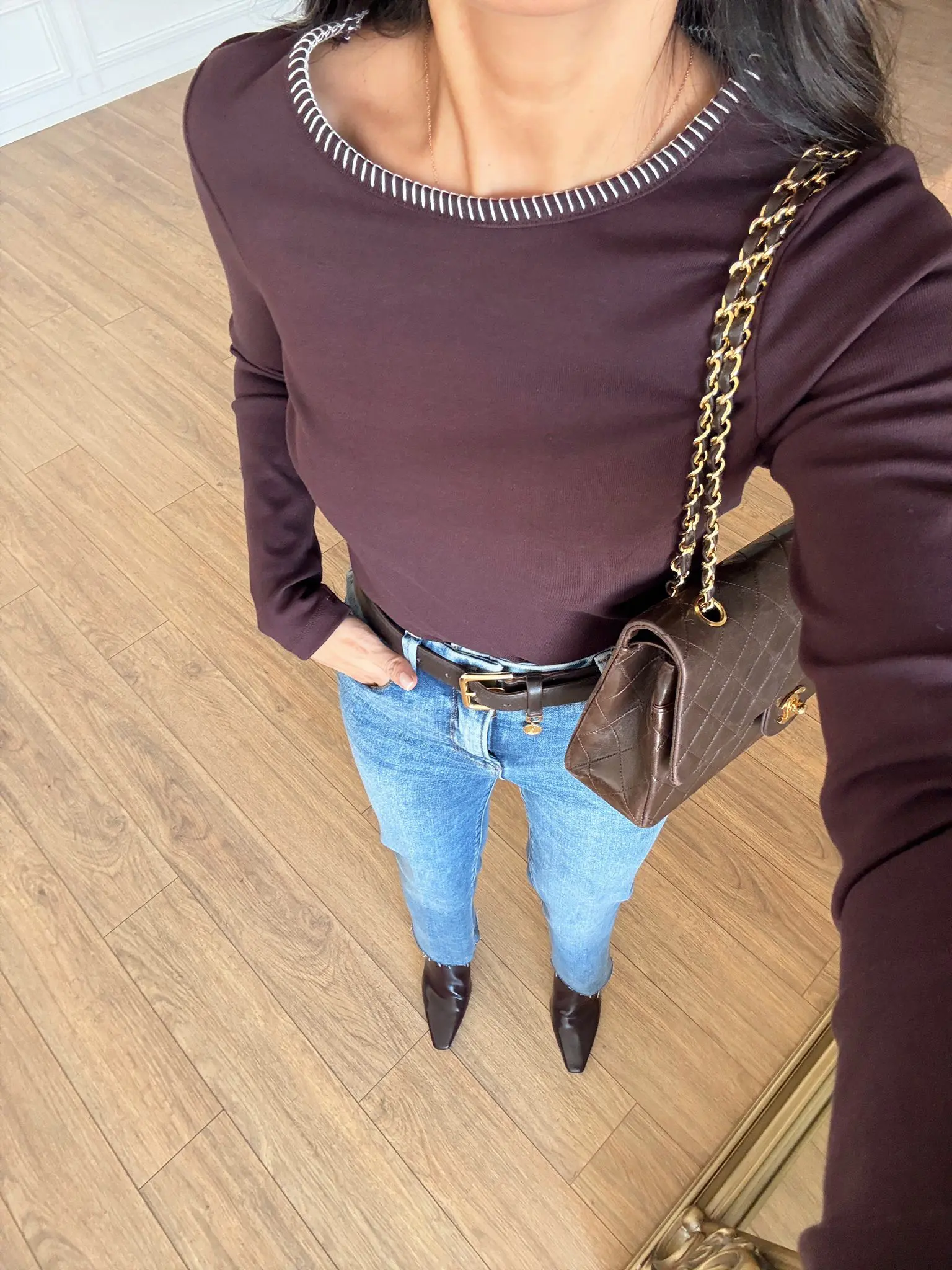 Olsy Bisiklet Yaka Dikiş Detaylı Uzun Kollu Bluz
