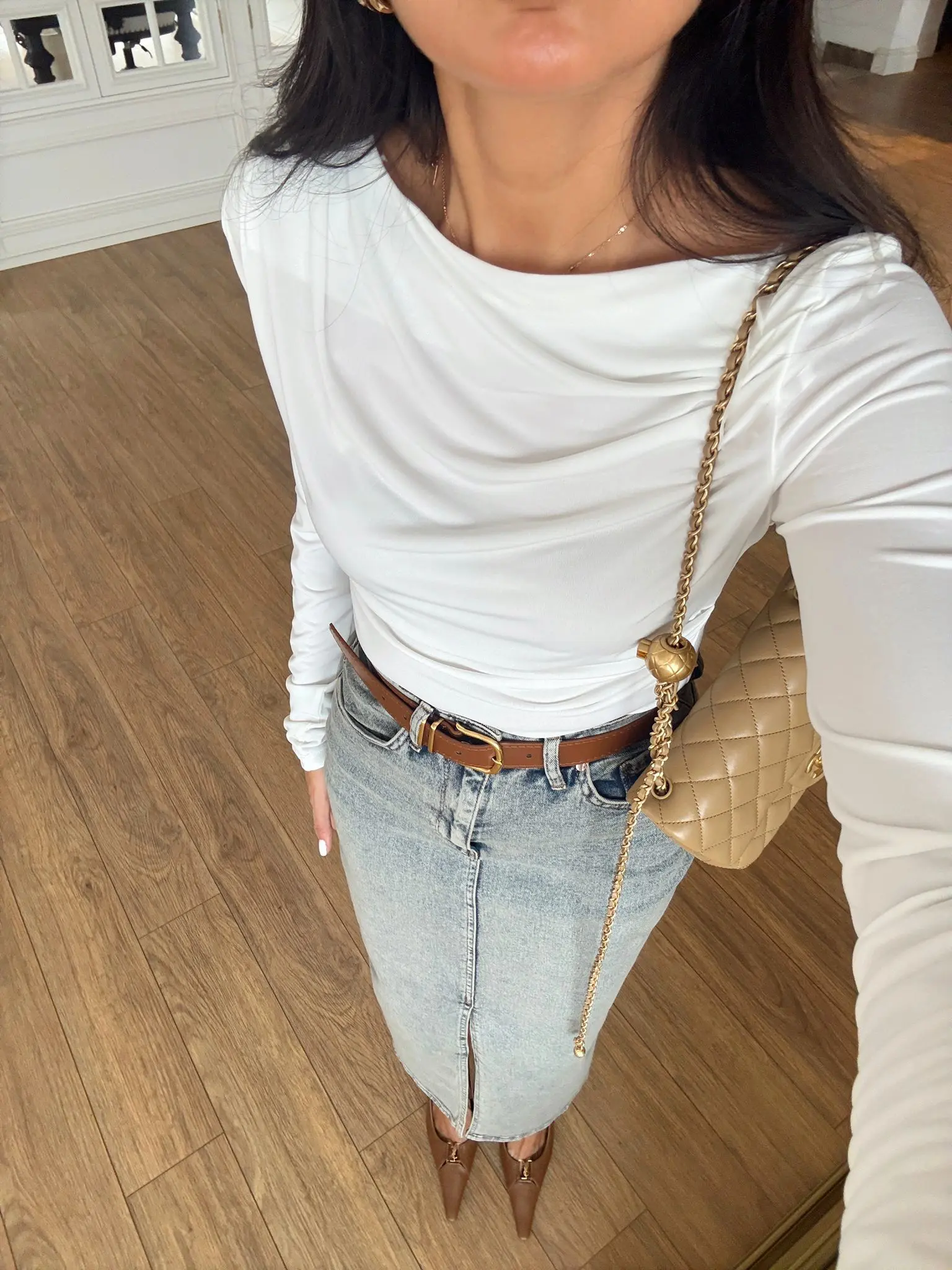 Jips Ansiya Yan Drape Detaylı Asimetrik Kesim Bluz