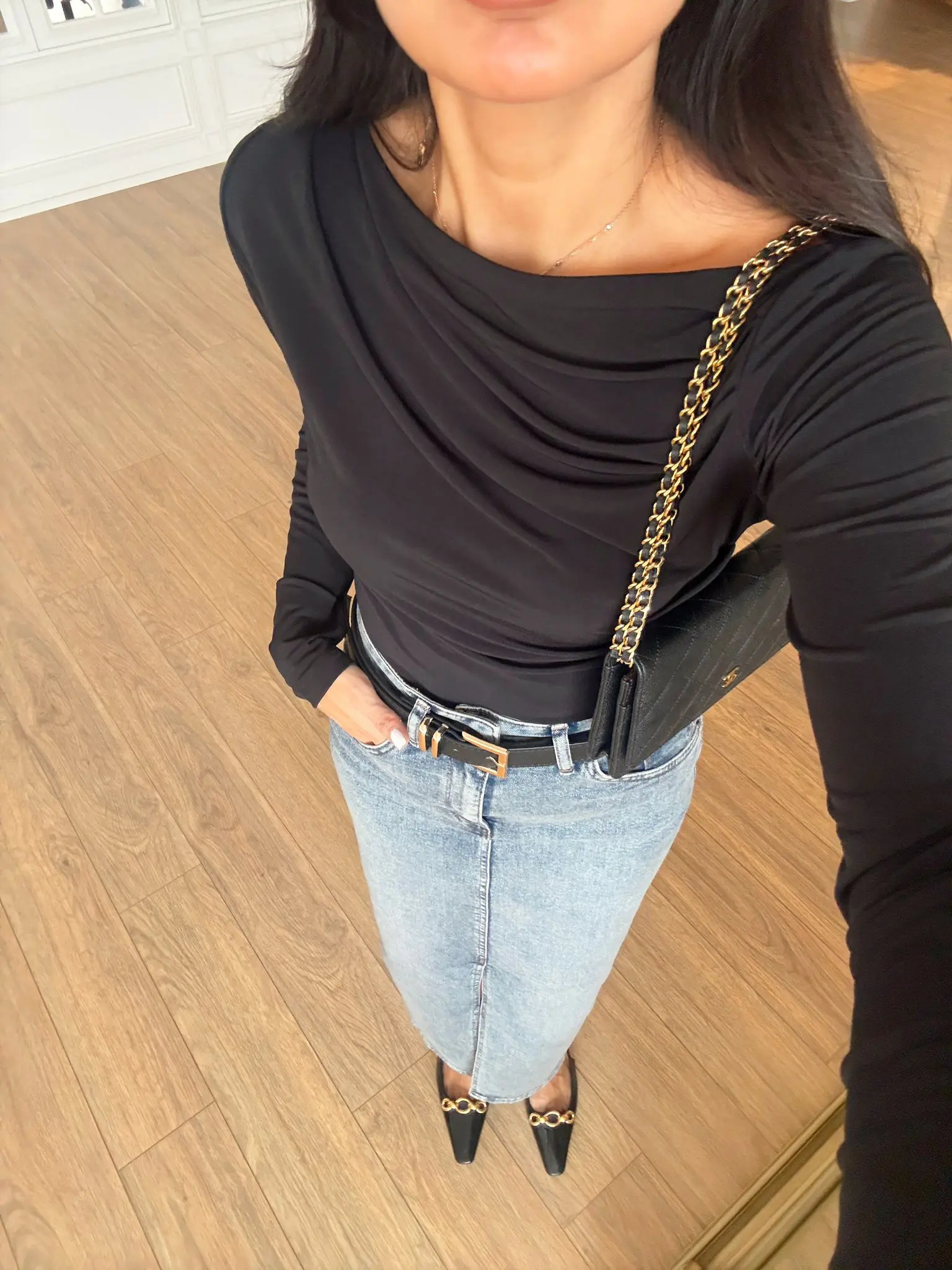 Jips Ansiya Yan Drape Detaylı Asimetrik Kesim Bluz