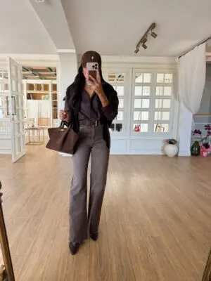 Kurry ZR Kahve Taşlamalı Kesik Paça Straight Jean