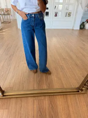 Noza Mavi Gümüş Düğmeli Boru Paça Jean