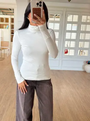 Nors Ekru Balıkçı Uzun Kol Bluz