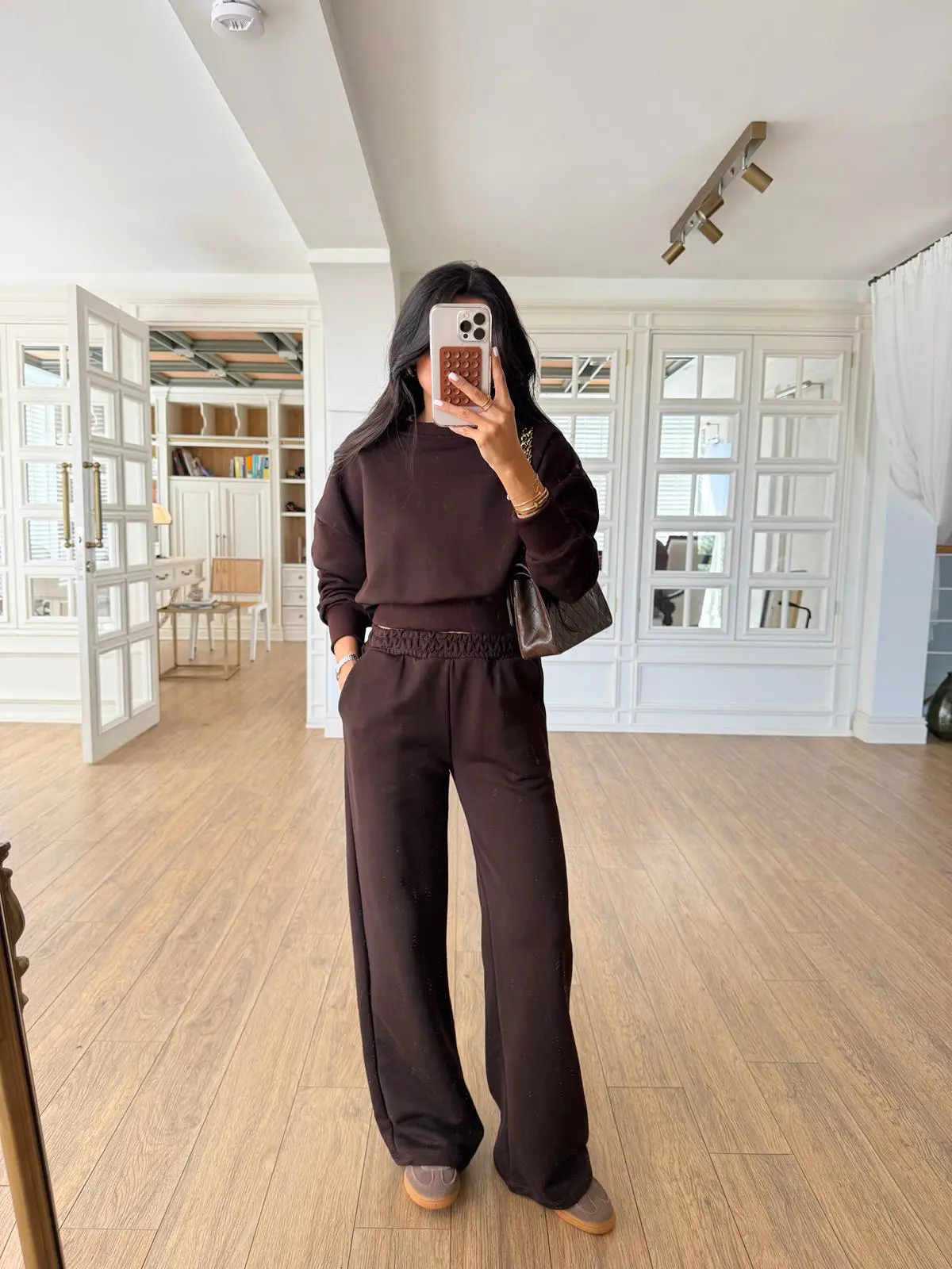 Beli Lastikli Crop Sweat-Pantolon Takım