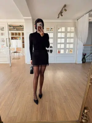 Onica Taş Detaylı Astarlı Mini Etek