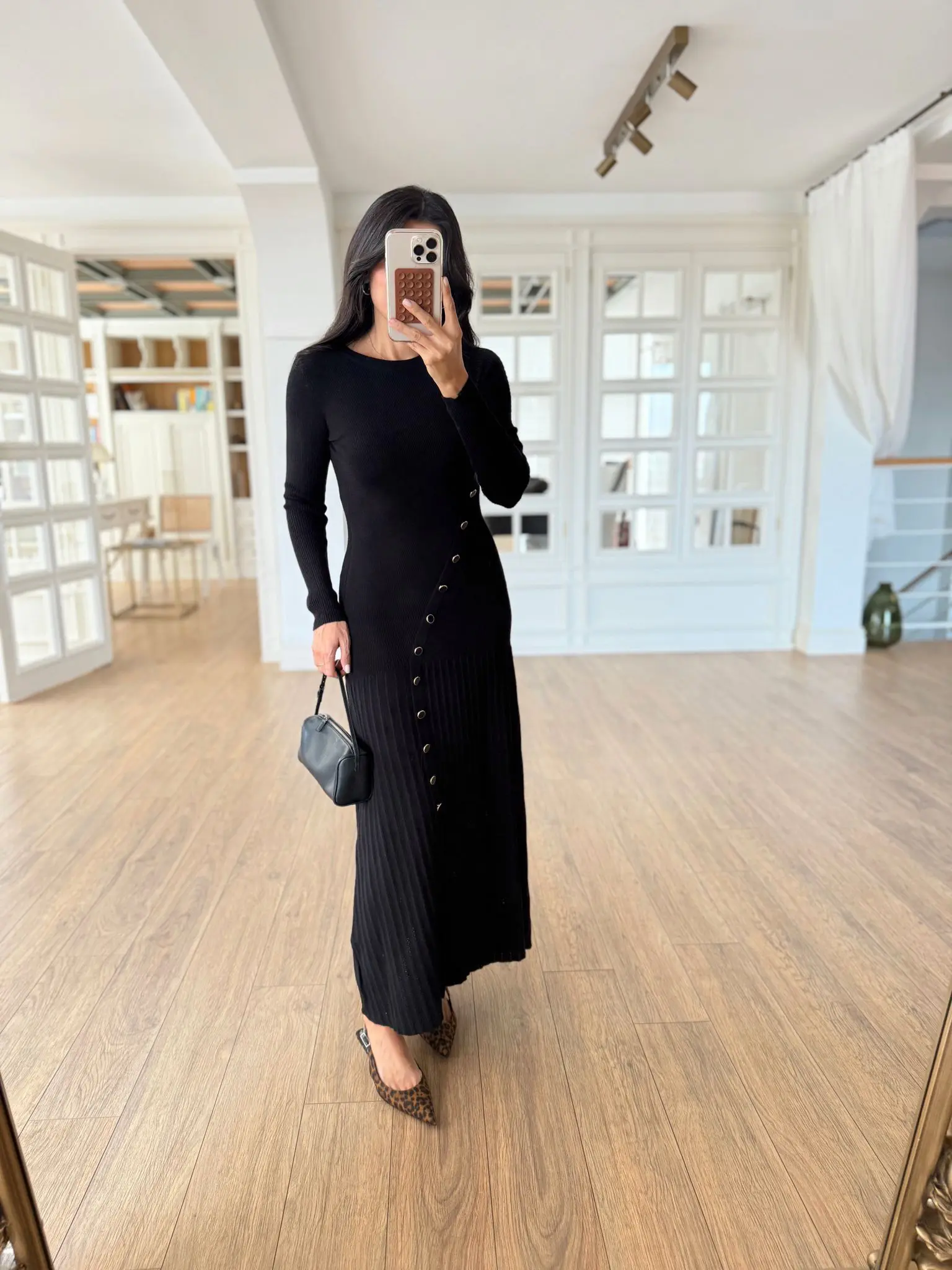 Paul Çapraz Düğme Detaylı Bisiklet Yaka Triko Elbise