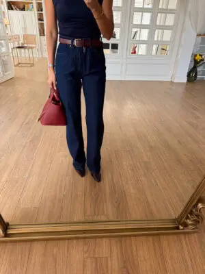 Nisandra Lacivert Straight Kapalı Paça Jean